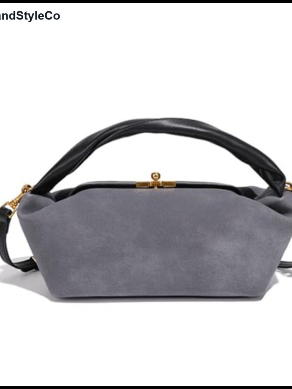 Faux Suede Kiss Lock Shoulder Bag Slouchy Crescent Hobo Purse Satchel Handbag